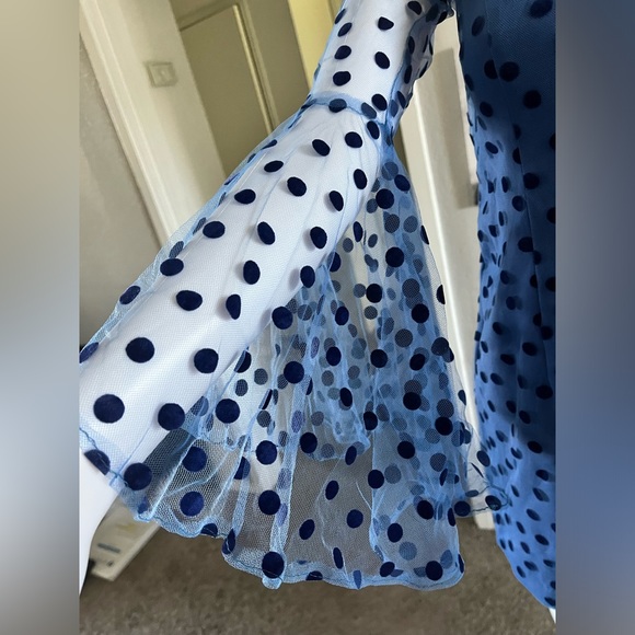 Navy blue dress,long sleeve,party dress,sexy dress,short dress, handmade dress - Picture 3 of 5